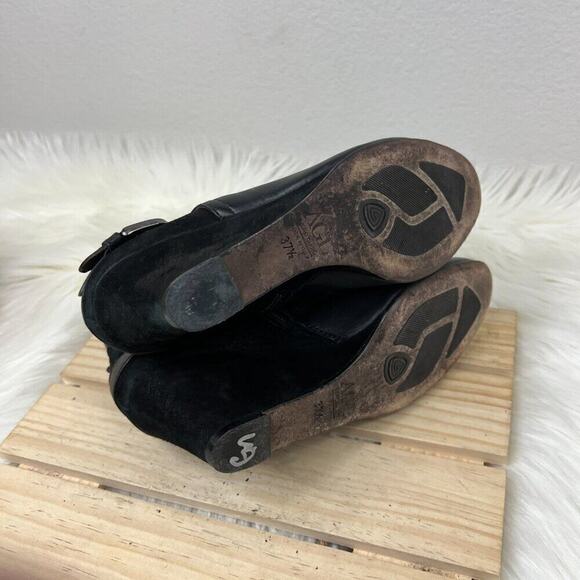 Attilio Giusti Leombruni AGL Double Buckle Wedge Heel Bootie Size 37.5 (7.5 US) - Picture 8 of 12